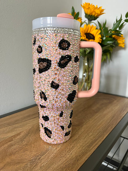 Fancy Rhinestone Bling Leopard Print “Mama” Tumbler