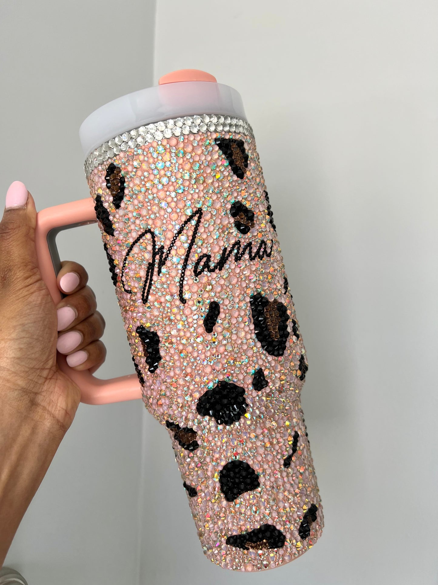 Fancy Rhinestone Bling Leopard Print “Mama” Tumbler