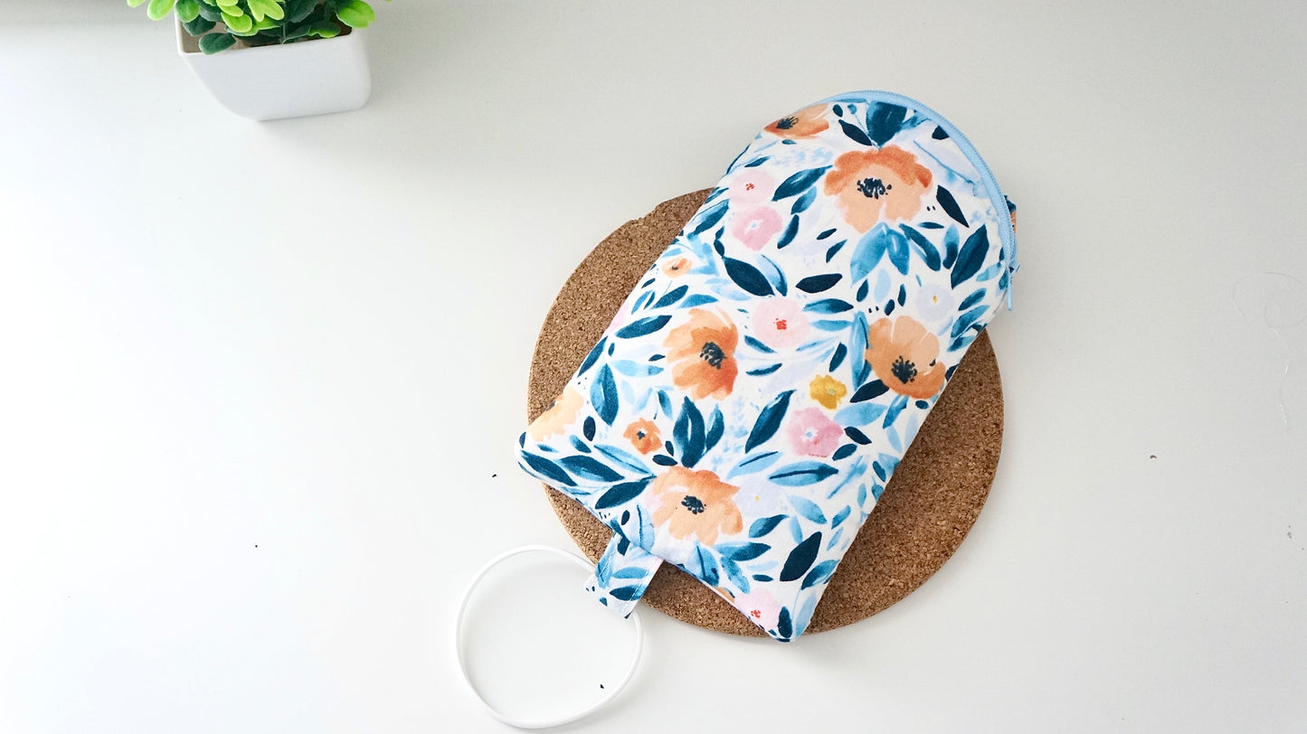 [XL Blue Floral] Tumbler Zipper Pouch