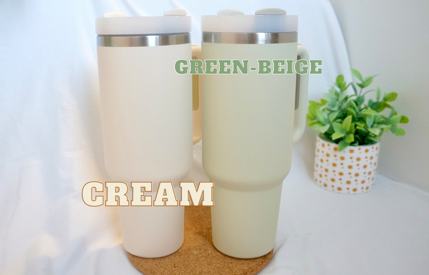 40 oz Green-Beige Tumbler