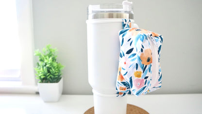 [Blue Floral] Tumbler Zipper Pouch